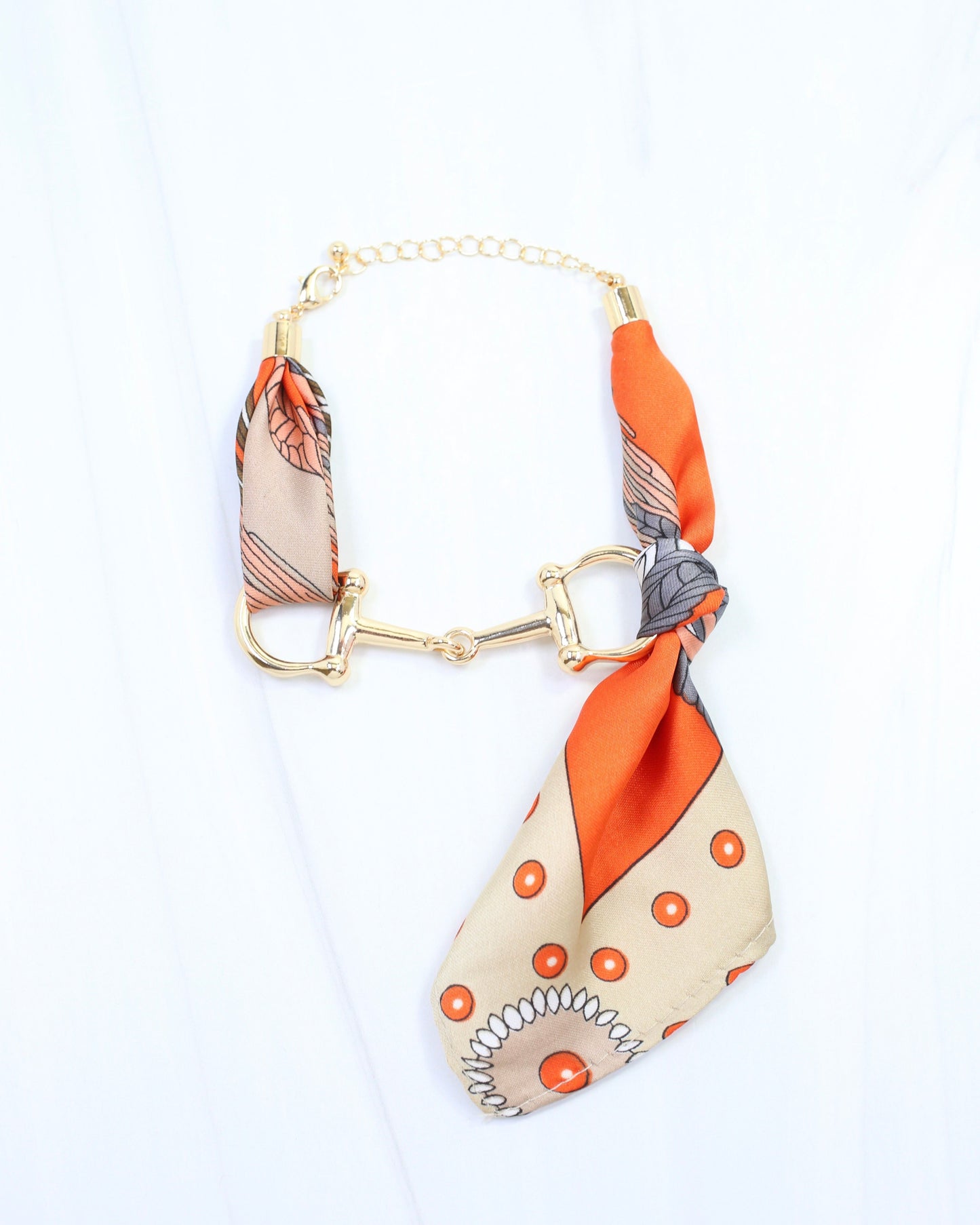 Lana Horsebit Scarf Bracelet Orange Multi