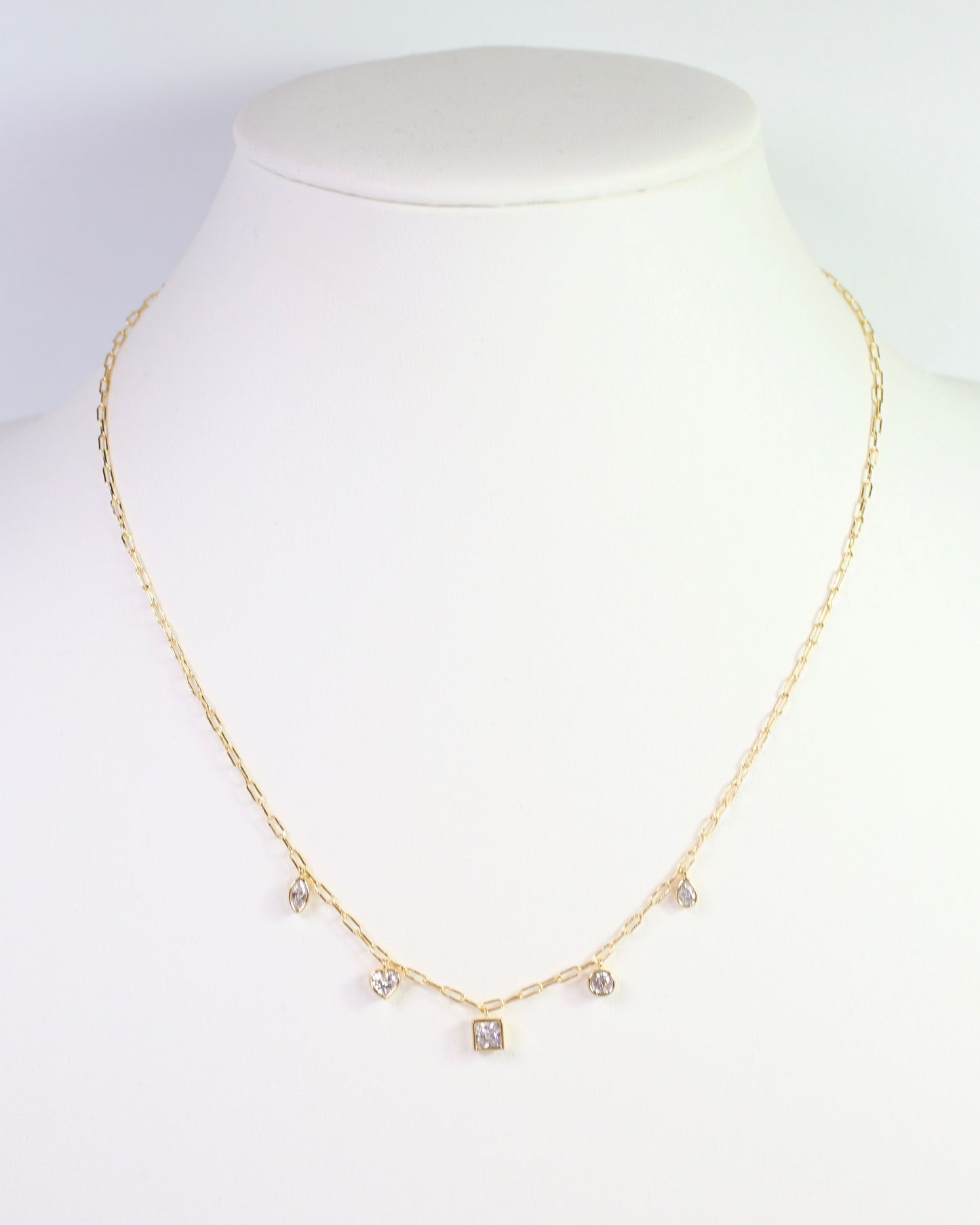 Boulder City CZ Charm Necklace WR Gold