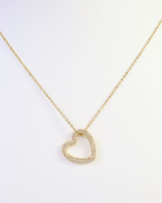 Roselle Heart Pendant Necklace WR Gold
