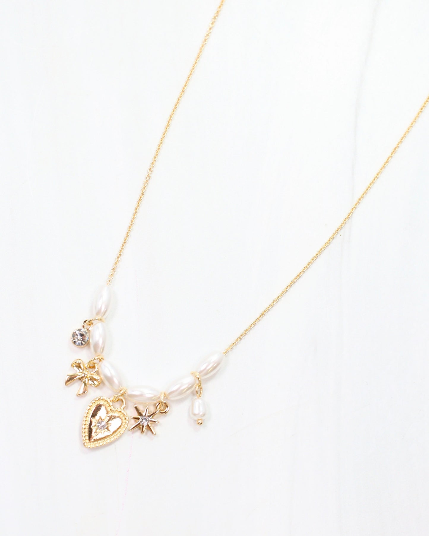 Randolph Delicate Heart Charm Necklace Gold
