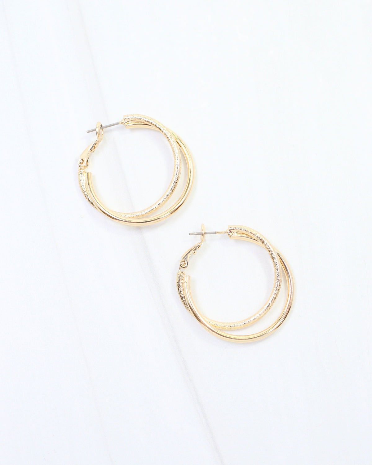 Lisa Double Hoop Earring WR Gold