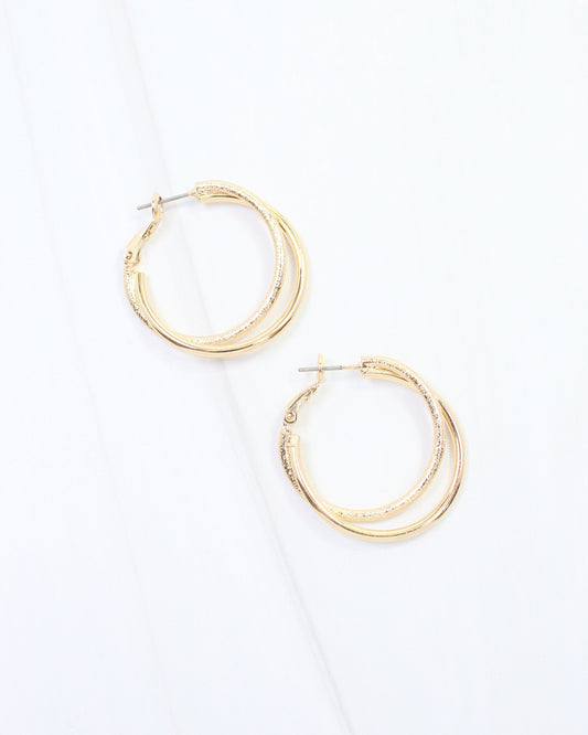 Lisa Double Hoop Earring WR Gold