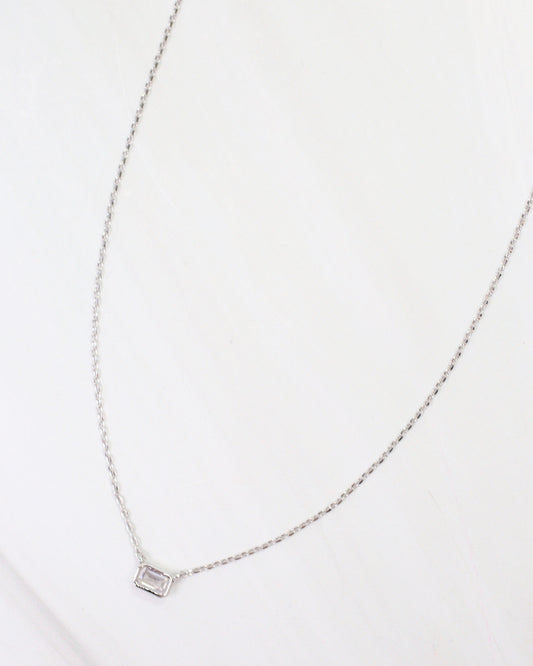 Lincoln CZ Baguette Necklace WR Silver