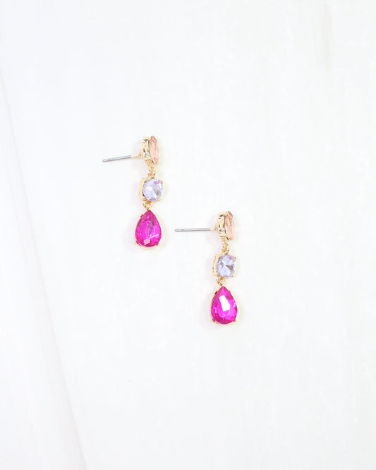 Darcy Crystal Drop Earring Pink Multi