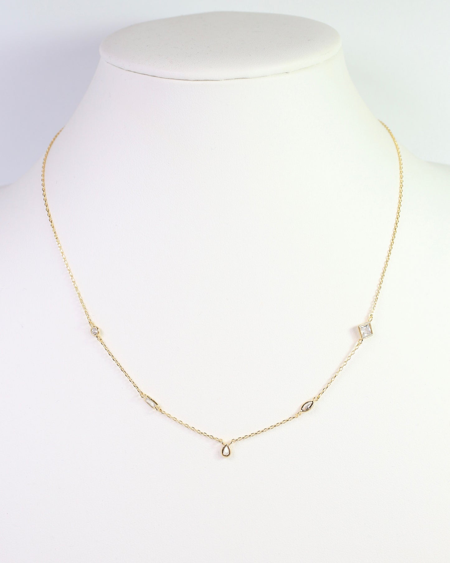 Norfolk Multi CZ Necklace WR Gold