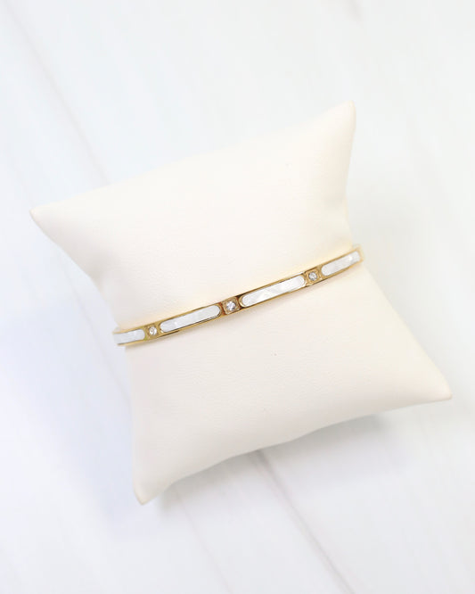 Fairhaven Shell CZ Bangle Bracelet Gold