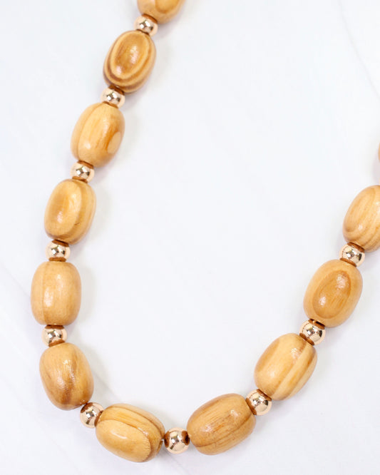 Sassari Wooden Bead Necklace Natural