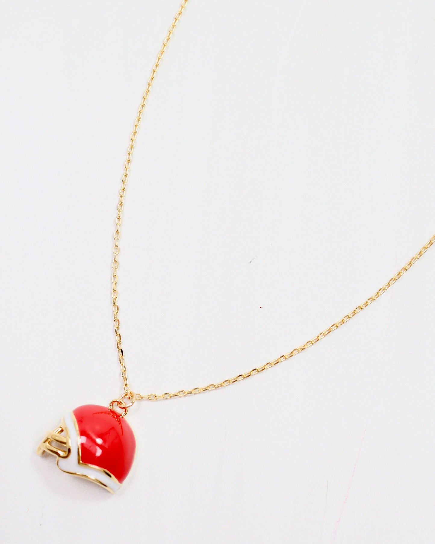 Enamel Helmet Necklace Red White