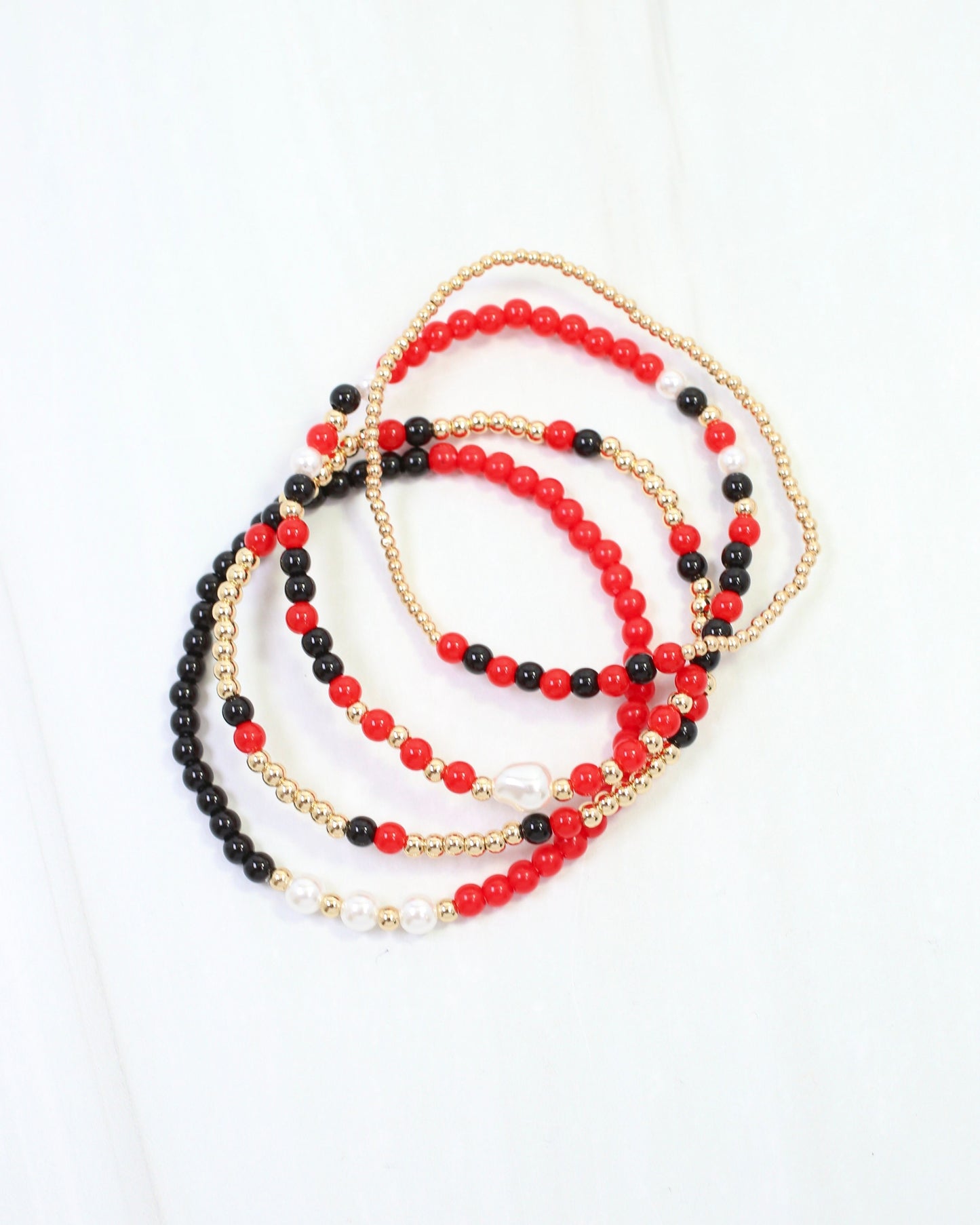 Josie Beaded Bracelet Set Red Black