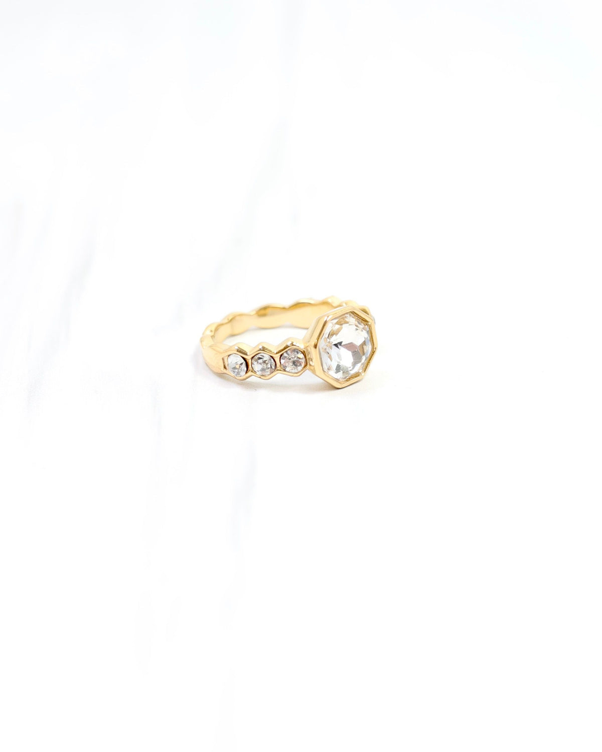 Rigell Rhinestone  Ring WP Clear