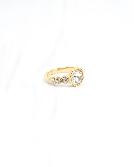 Rigell Rhinestone  Ring WP Clear