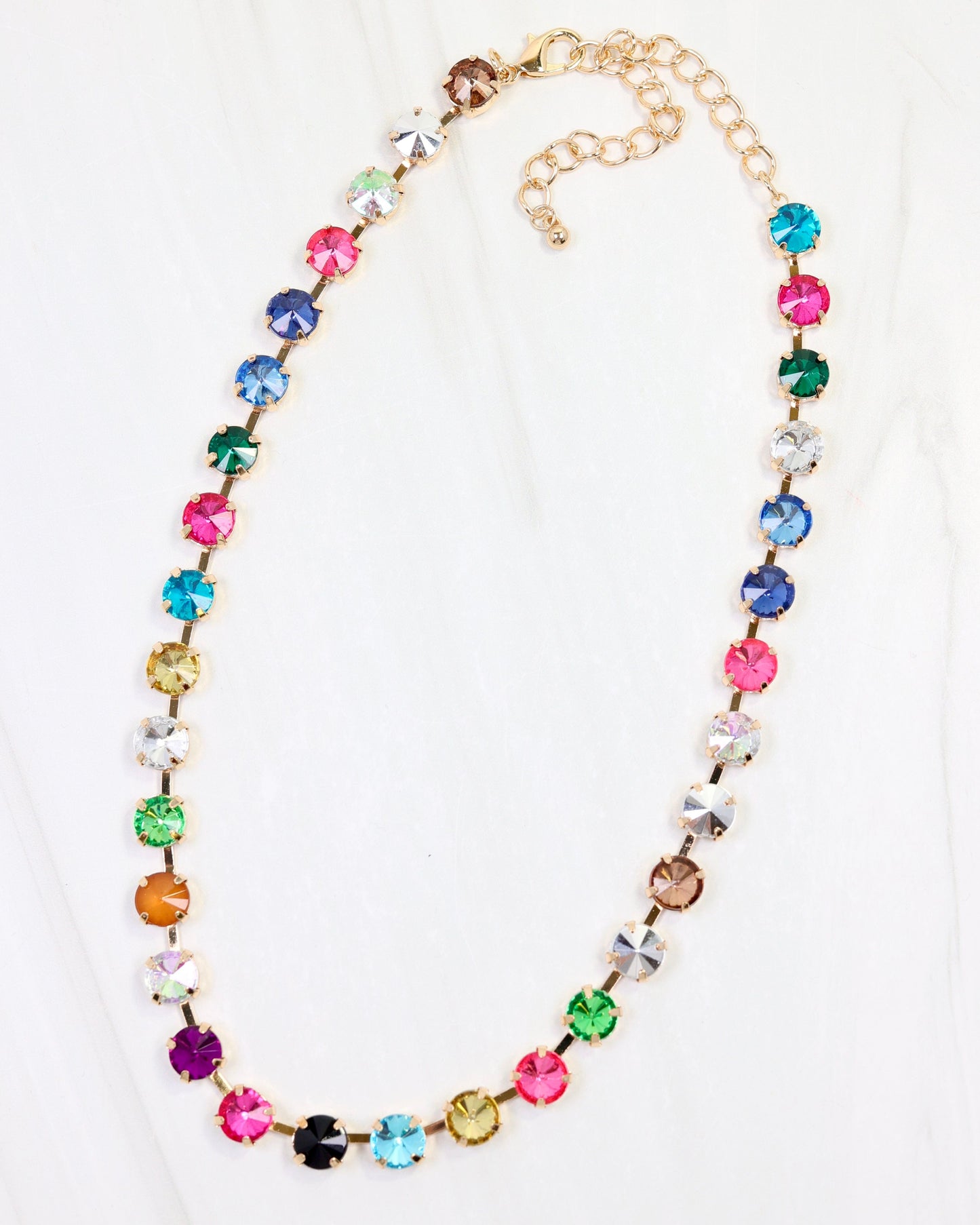 Shalimar Small  Rhinestone Necklace Dark Multi