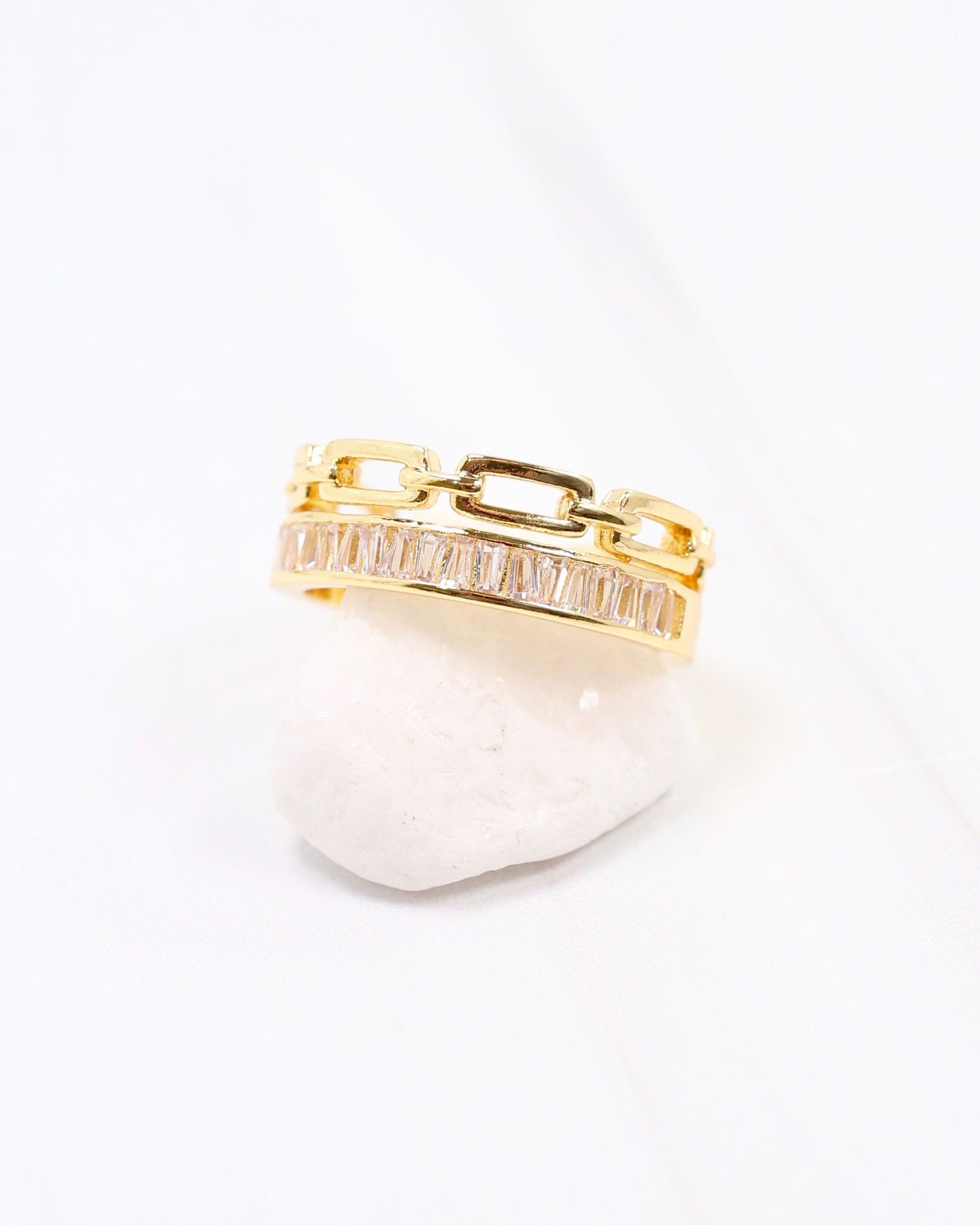 Leighton Link and Crystal Ring Gold