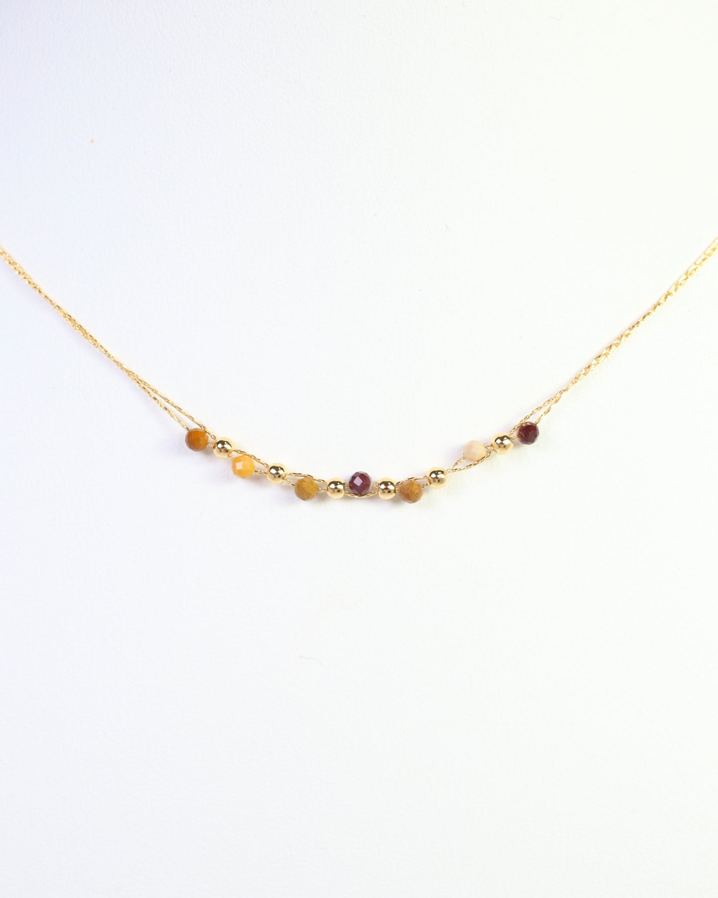 Paislee Double Strand Beaded Necklace Brown