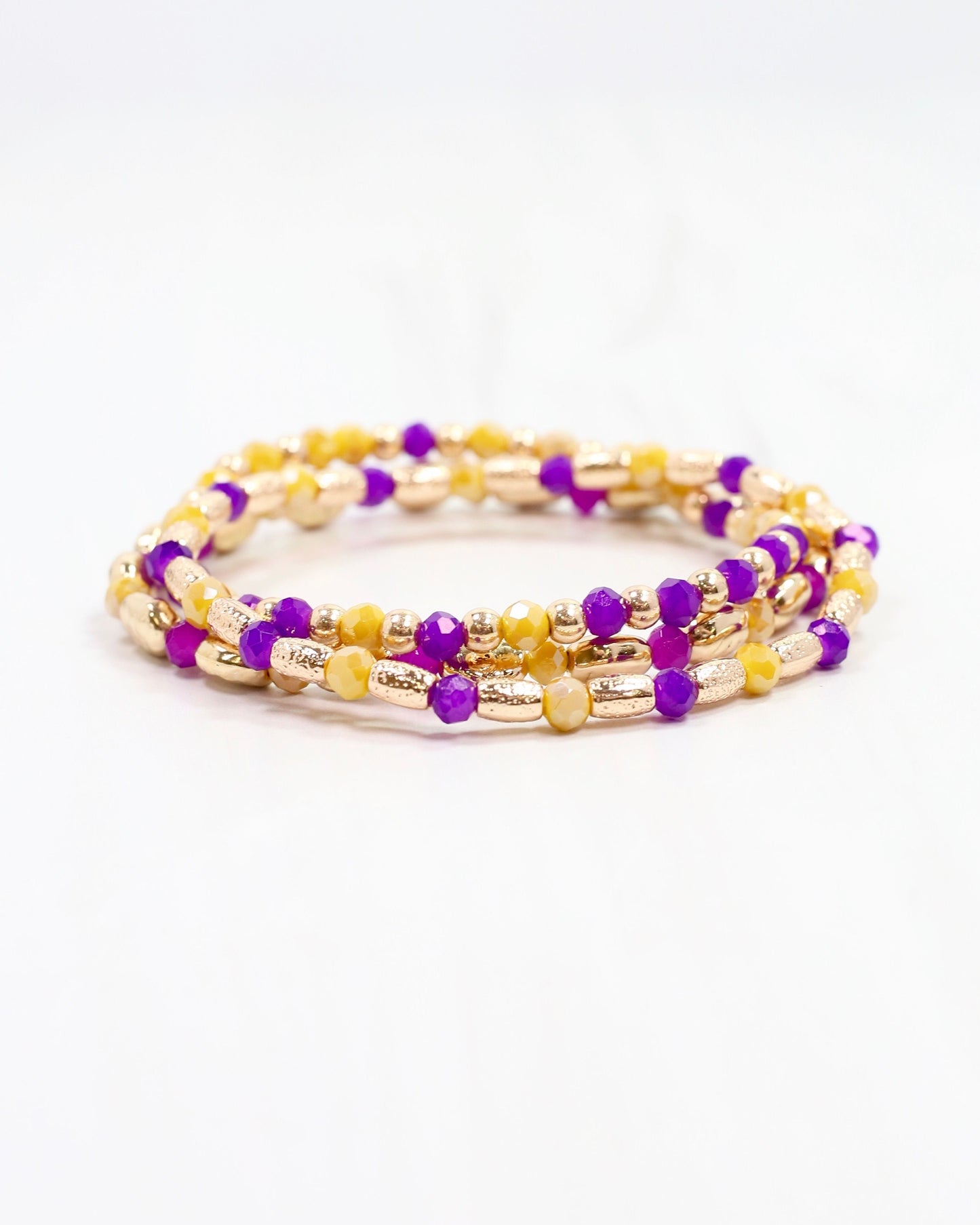 Spirit Beaded Bracelet Set Purple Gold