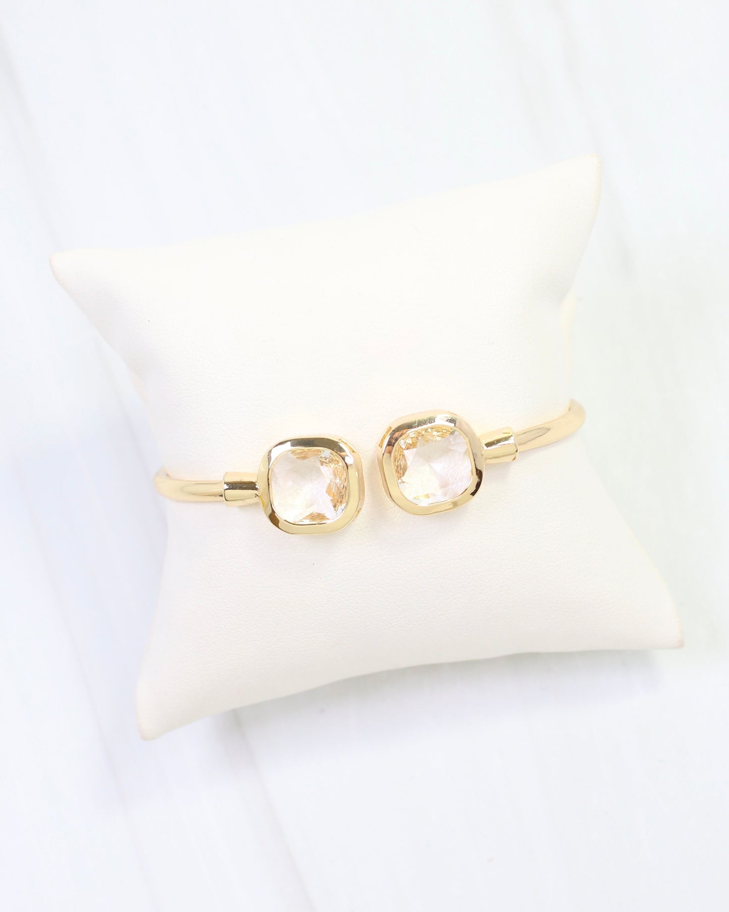 Kira Square Crystal Cuff Bracelet Clear