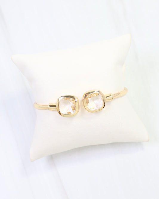 Kira Square Crystal Cuff Bracelet Clear