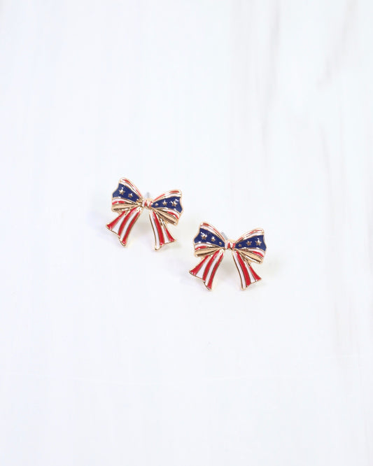 Heritage Bow Stud Earring Red Blue