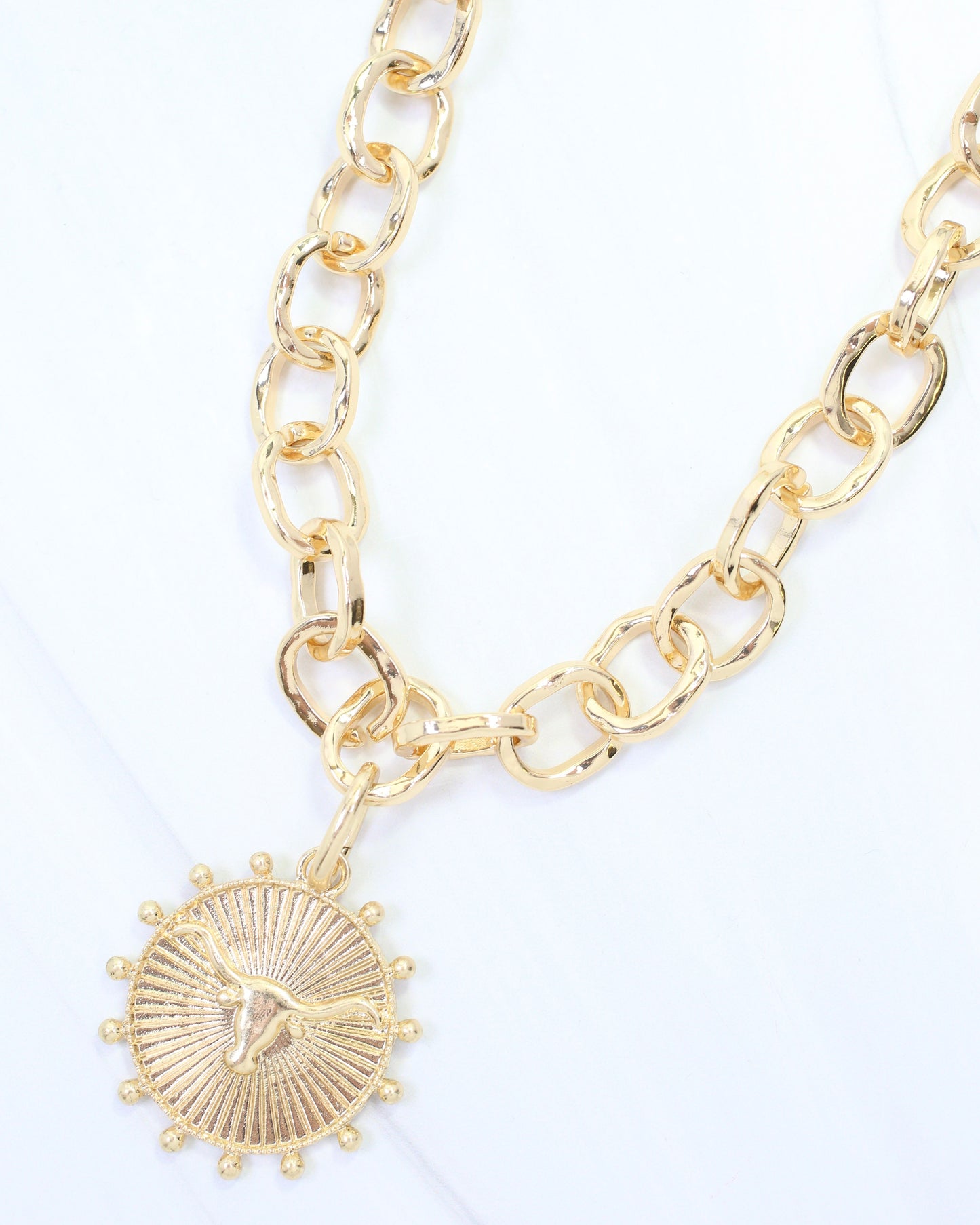 Carmen Coin Charm Bull Worn Gold