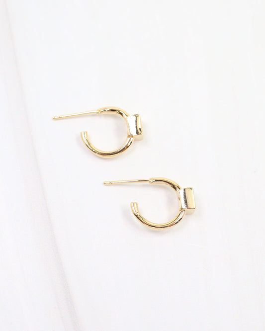 Bellevue Square CZ Hoop Earring WR Gold