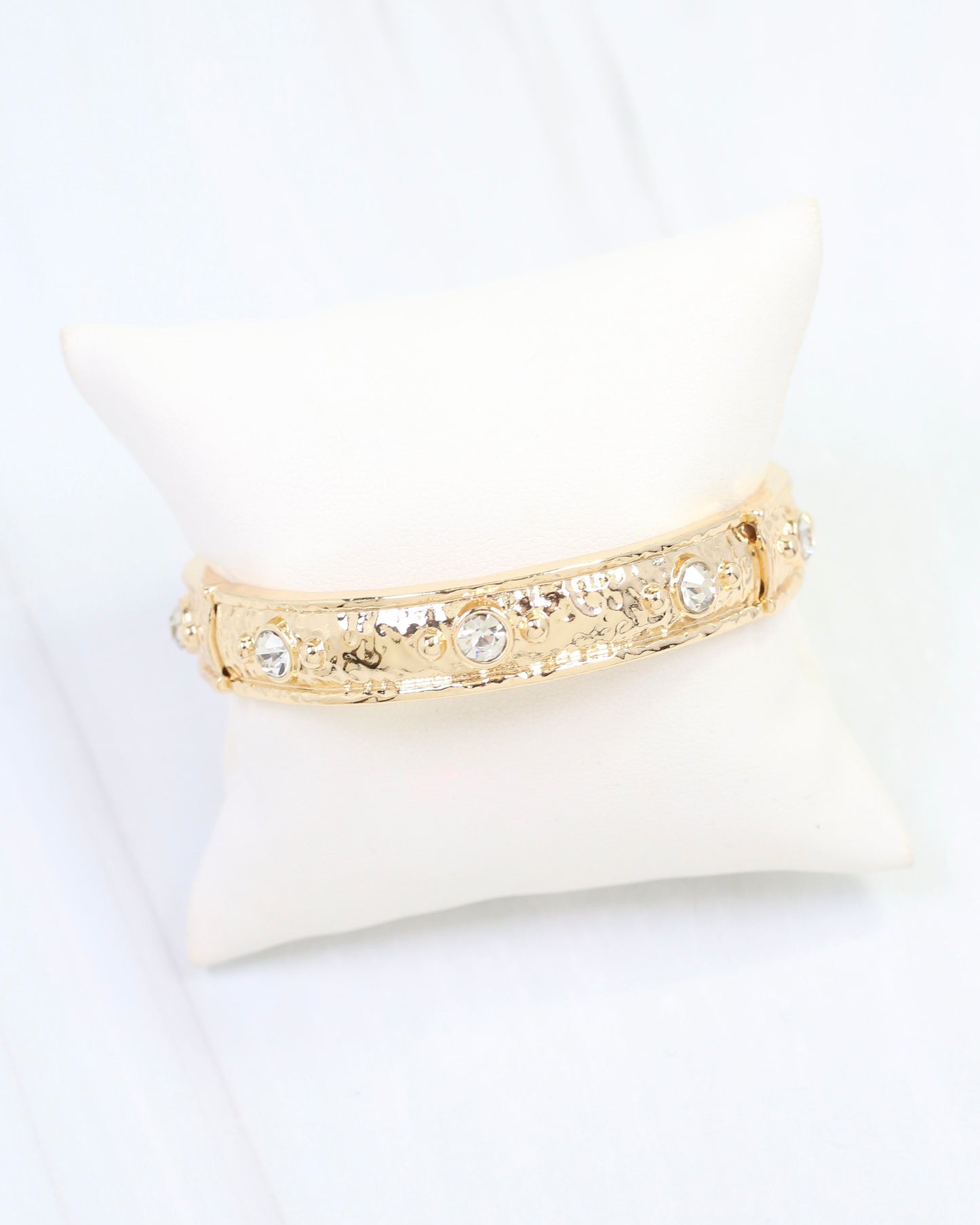 Kinley CZ Textured Stretch Bracelet Gold