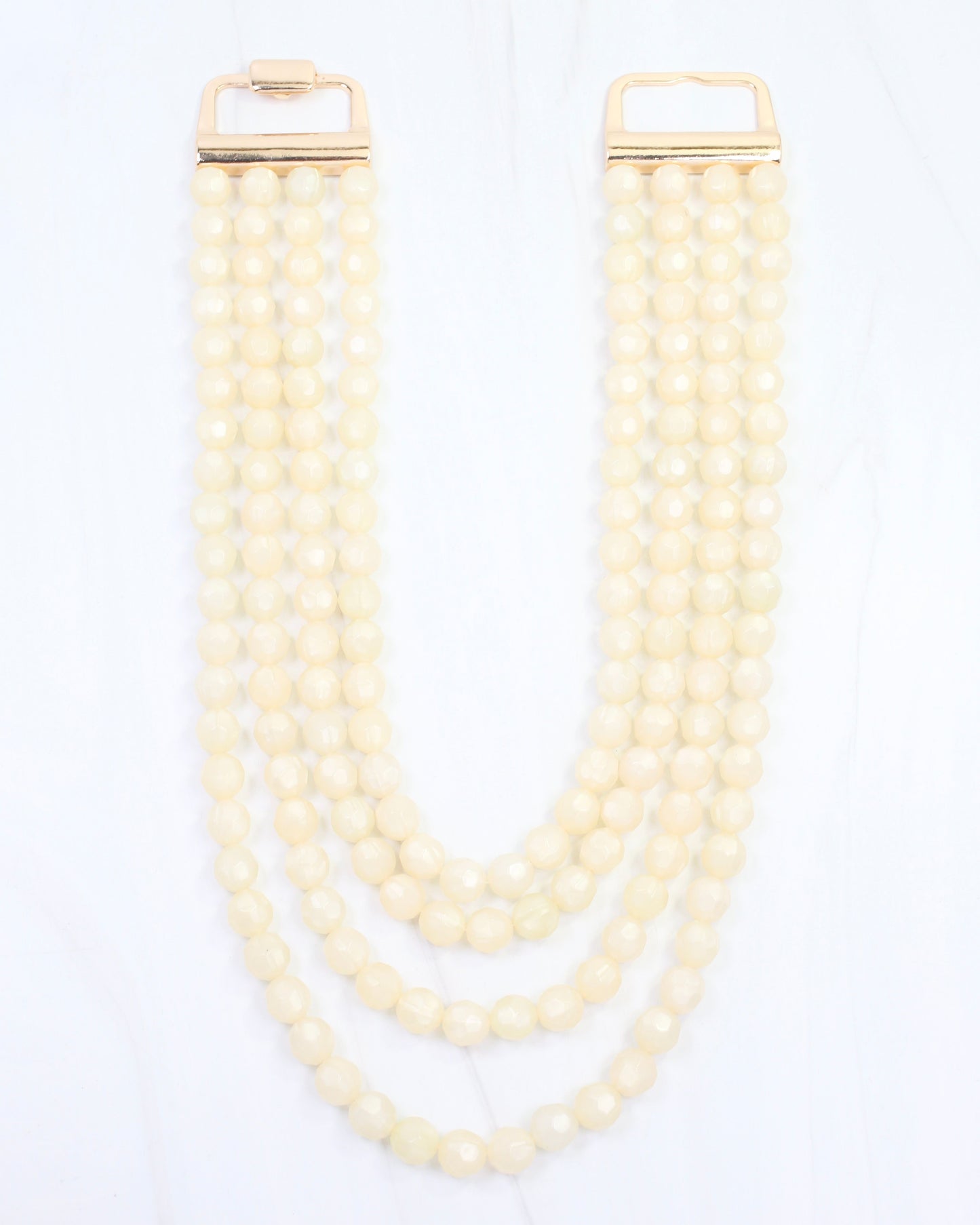 Mariam Beaded Layered Buckle Necklace Ivory