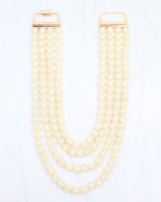 Mariam Beaded Layered Buckle Necklace Ivory