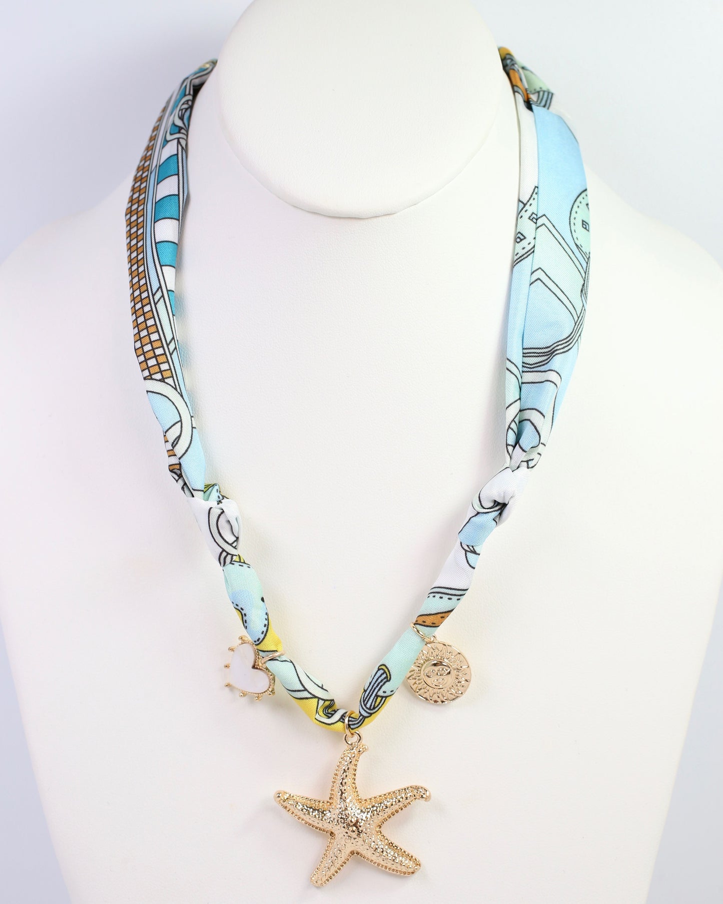 Sandi Scarf Charm Necklace Light Blue
