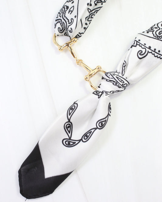 Lana Horsebit Scarf Necklace Black White