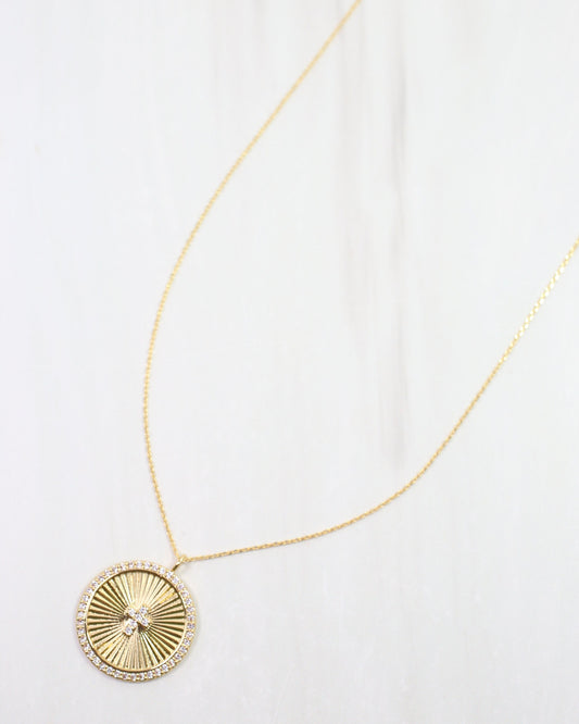 Etta CZ Cross Pendant Necklace WR Gold