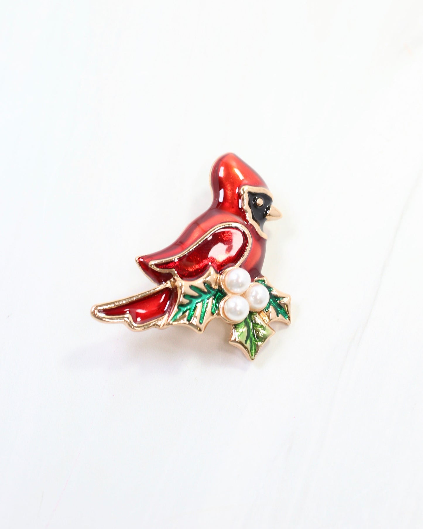 Christmas Cardinal Brooch Red