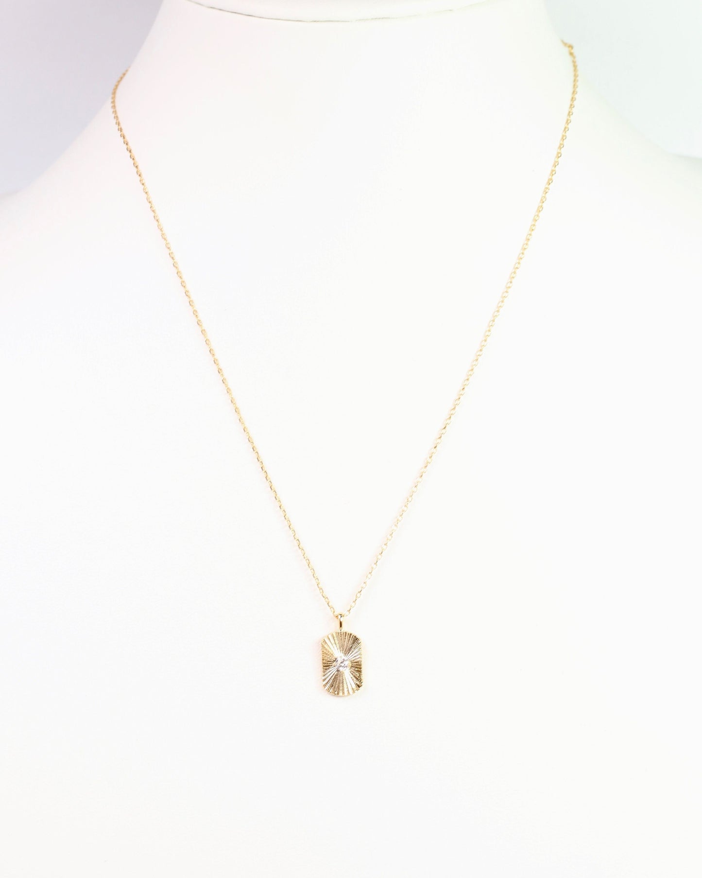 Dominique CZ Plate Necklace Gold