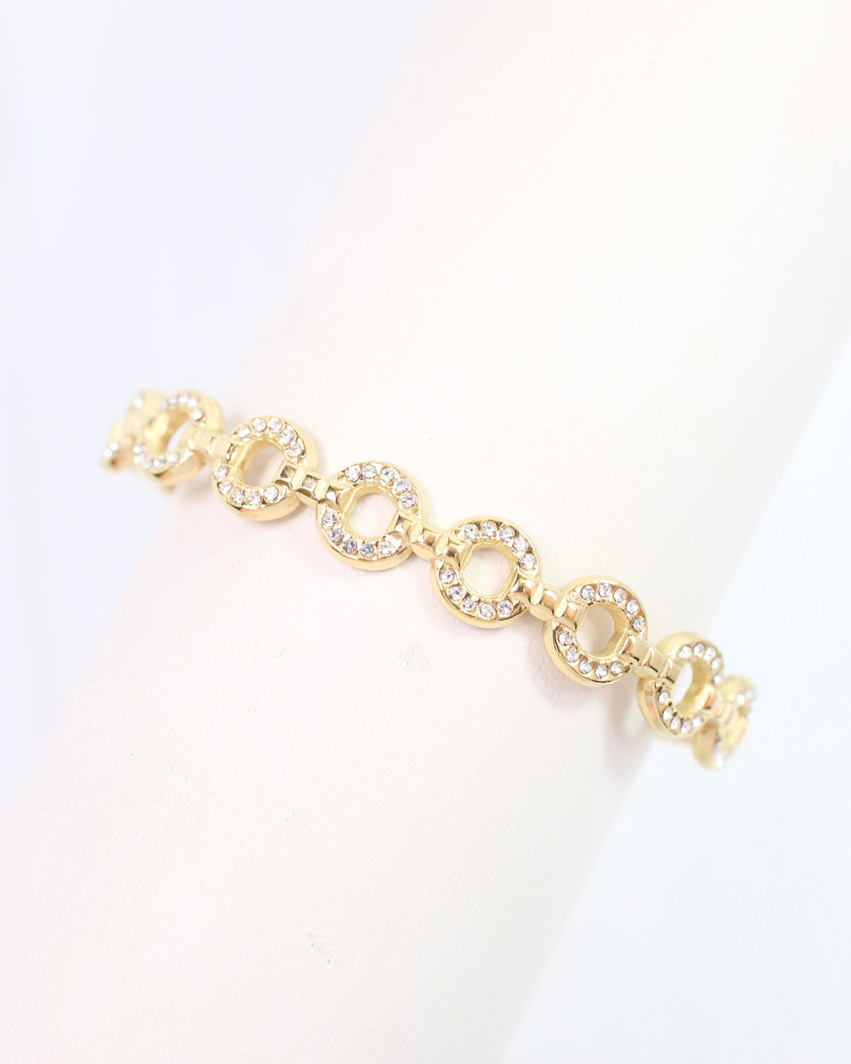 Lincoln Link and CZ Bracelet WP Gold