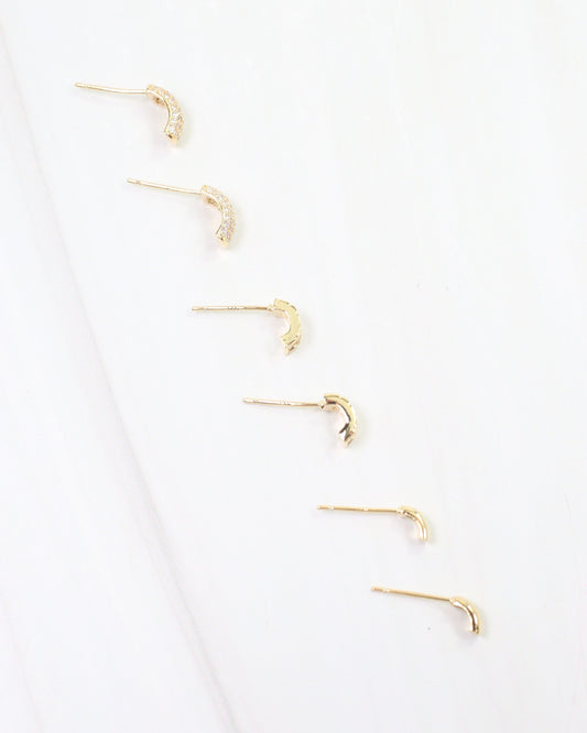 Portales Pave Curved Stud Earring Set WR Gold