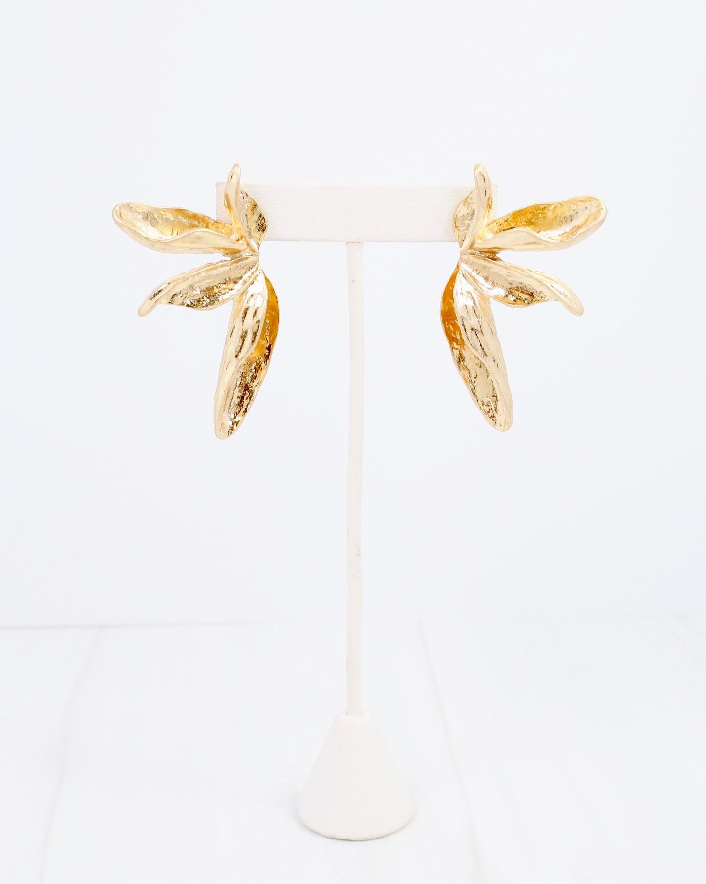 Rennie Flower Post Earring Worn Gold