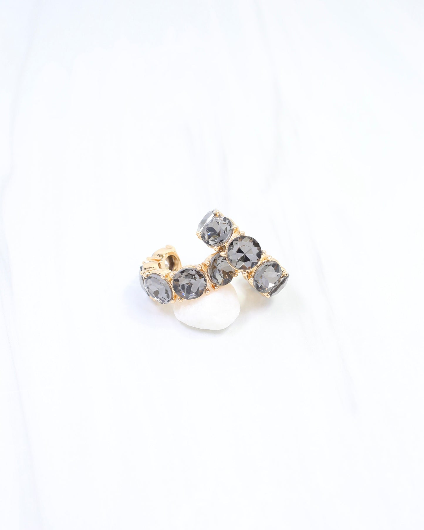Kadis Crystal Hoop Earring Black Diamond