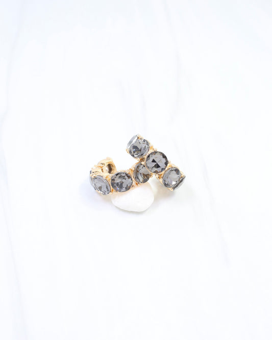 Kadis Crystal Hoop Earring Black Diamond