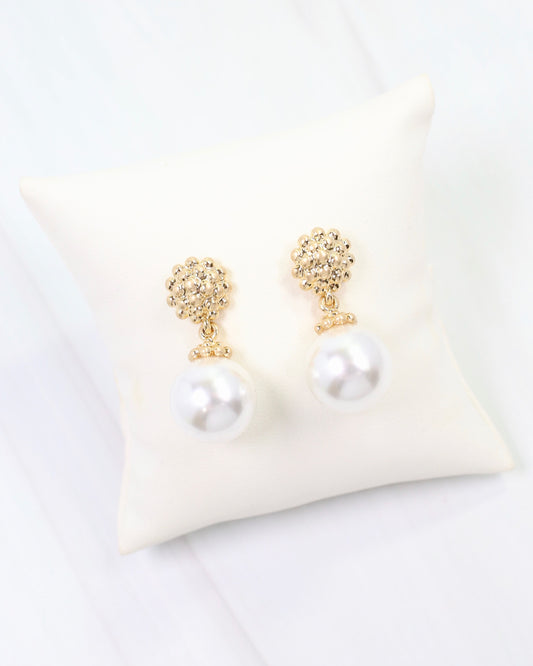Minnville Pearl Drop Earring Worn Gold