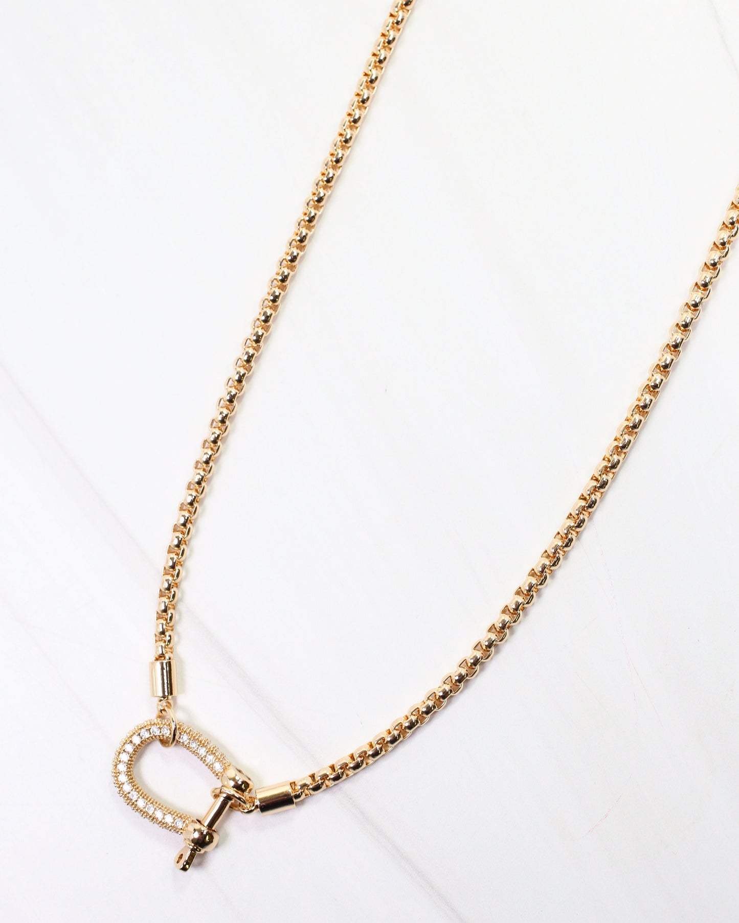 Amana Horsebit CZ Pave Necklace Gold