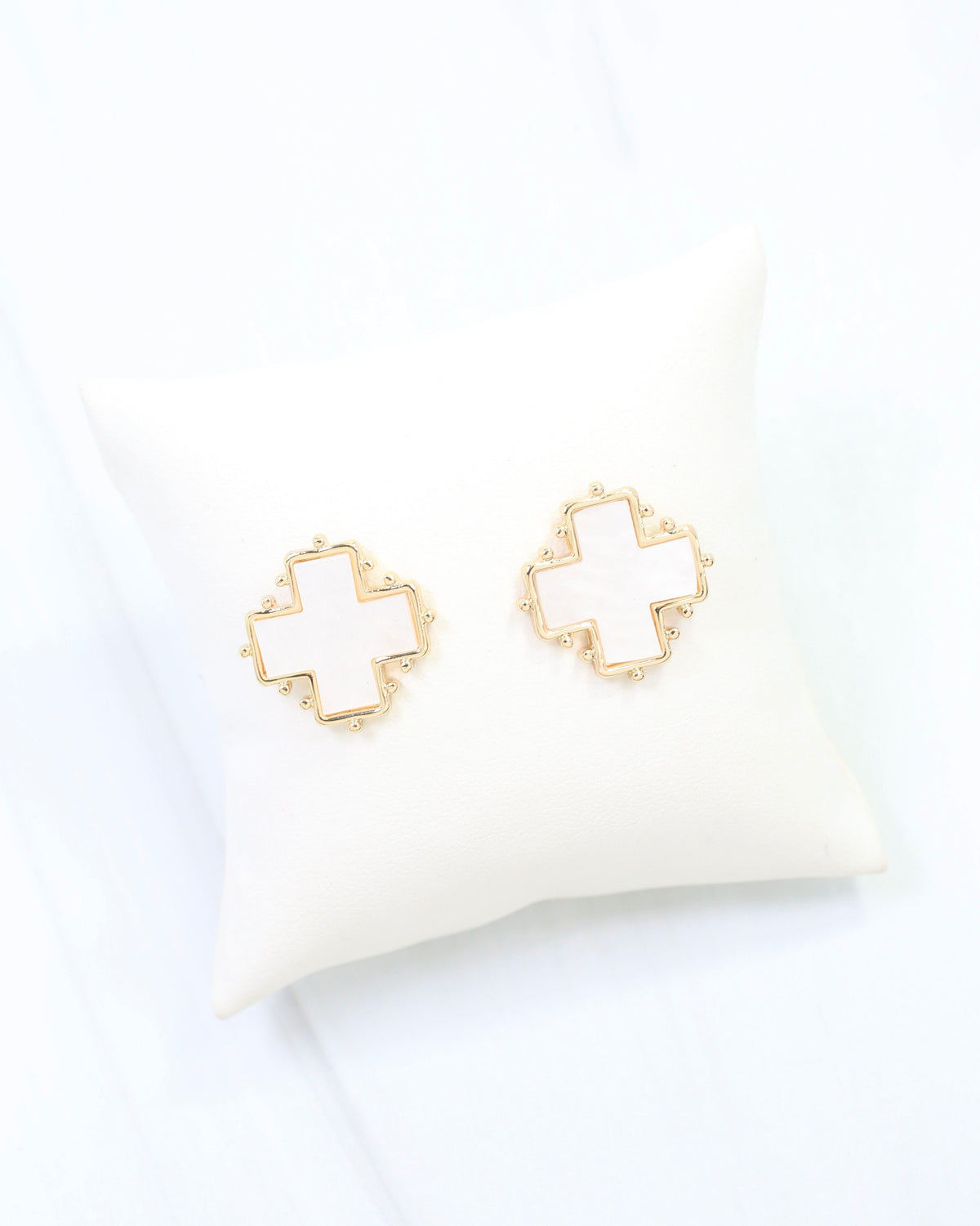 Melodie Cross Stud Earring Mother Of Pearl