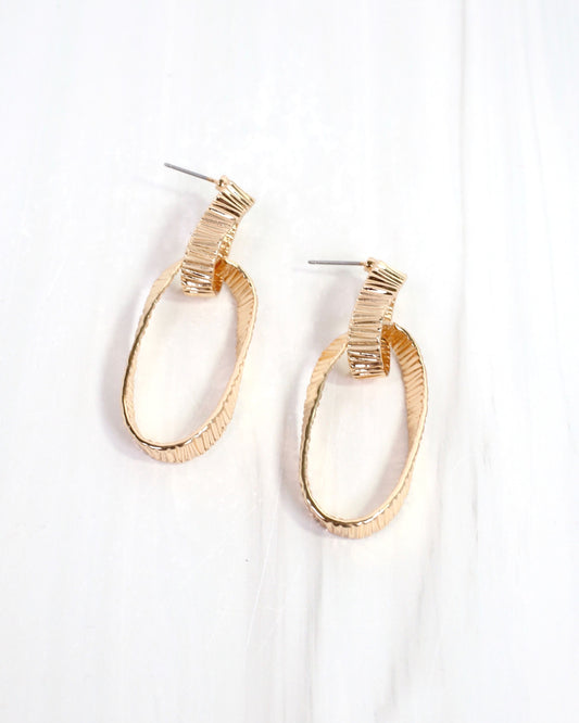 Salerno Textured Double Link Earring Gold