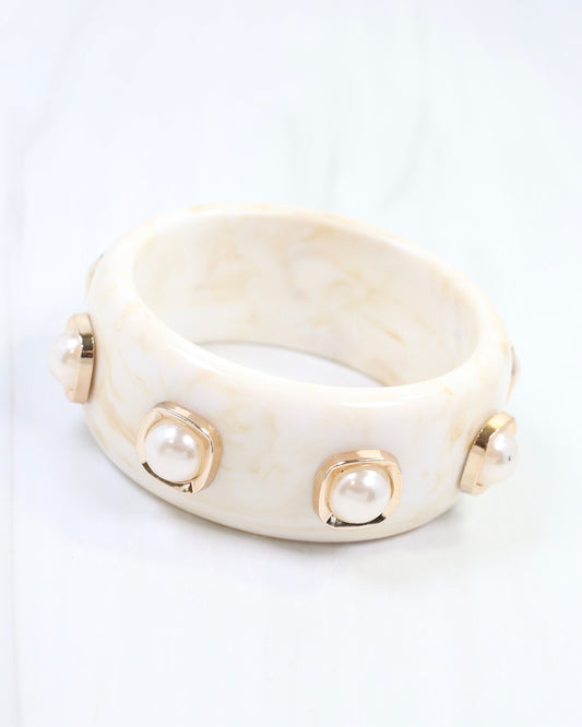 Aida Pearl Bangle Bracelet Ivory