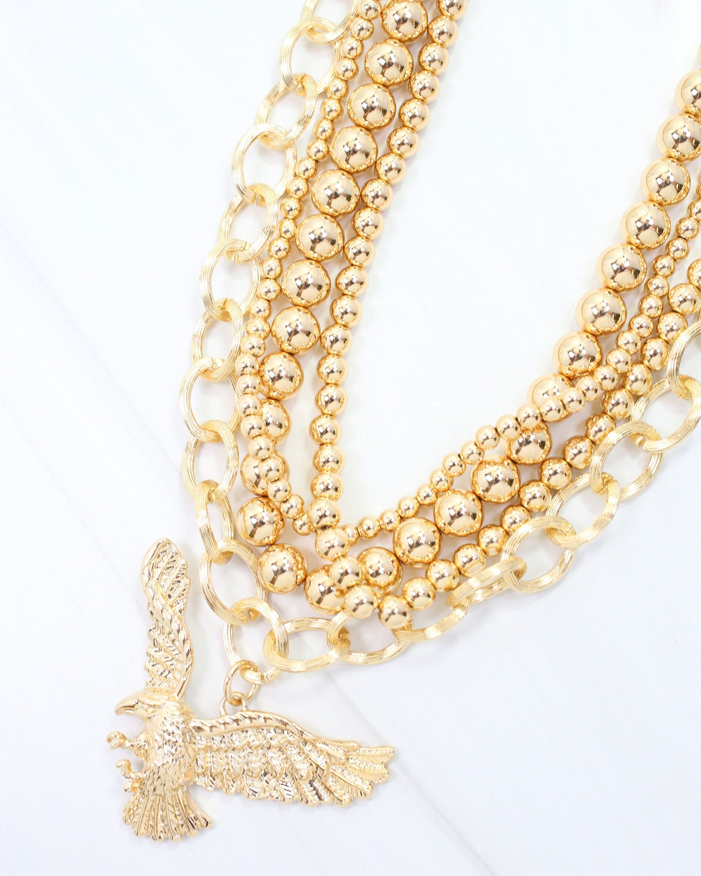 Bree Beaded Layered Necklace Eagle Gold
