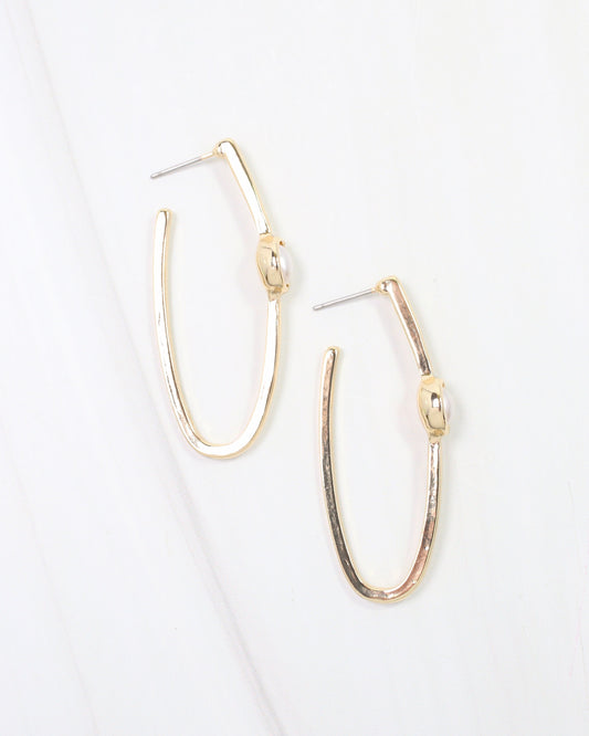 Findlay Pearl Elongated Hoop Earring Gold