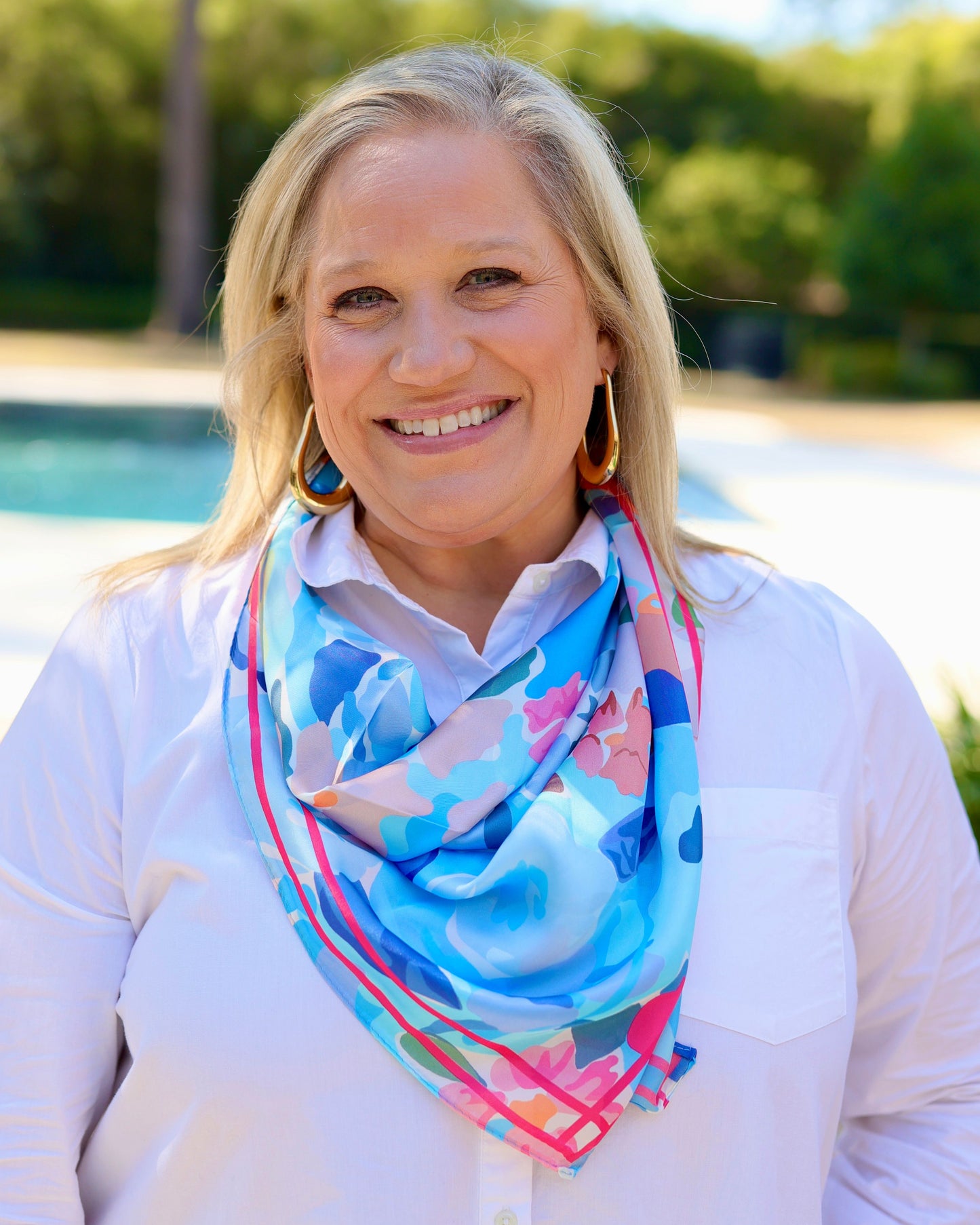 Wellford Garden Print Scarf Blue