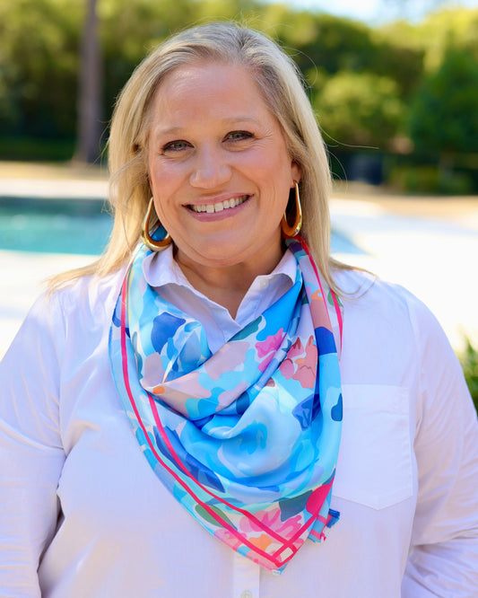 Wellford Garden Print Scarf Blue