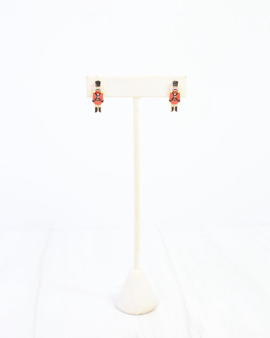 Noel Nutcracker Stud Earring Red