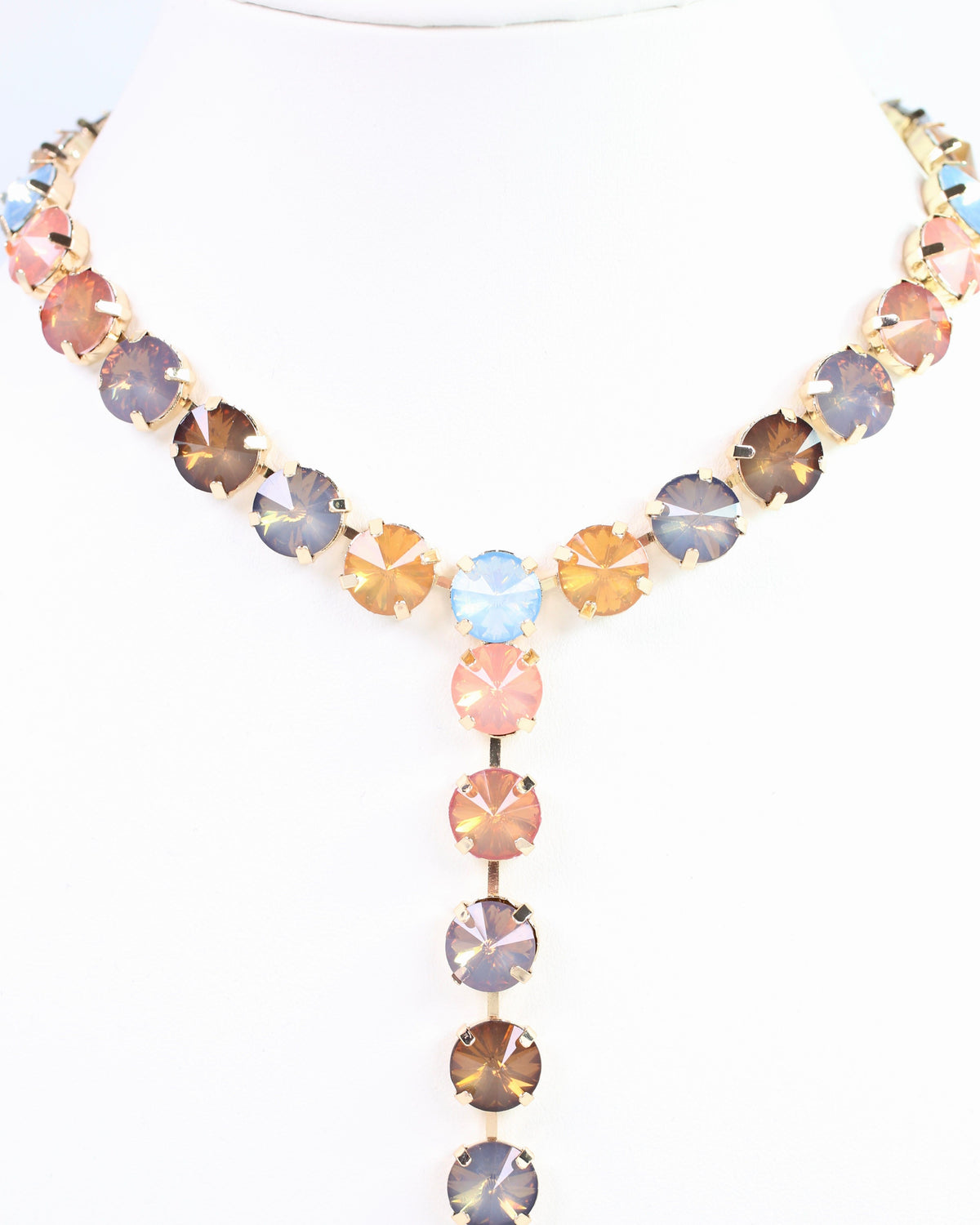 Harper Rhinestone Y Necklace Earth Multi
