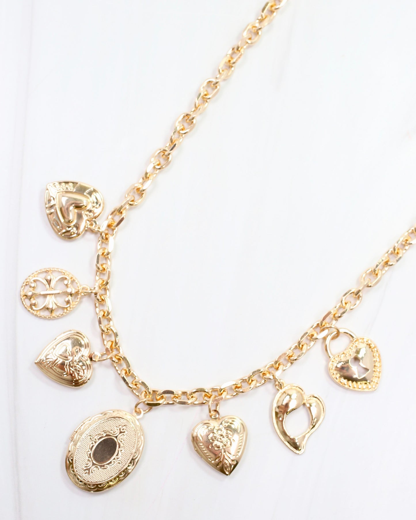 Fordham Locket Charm Necklace Gold