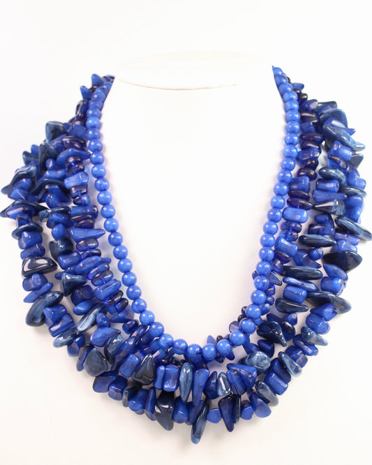 Rock On Beaded Necklace Blue